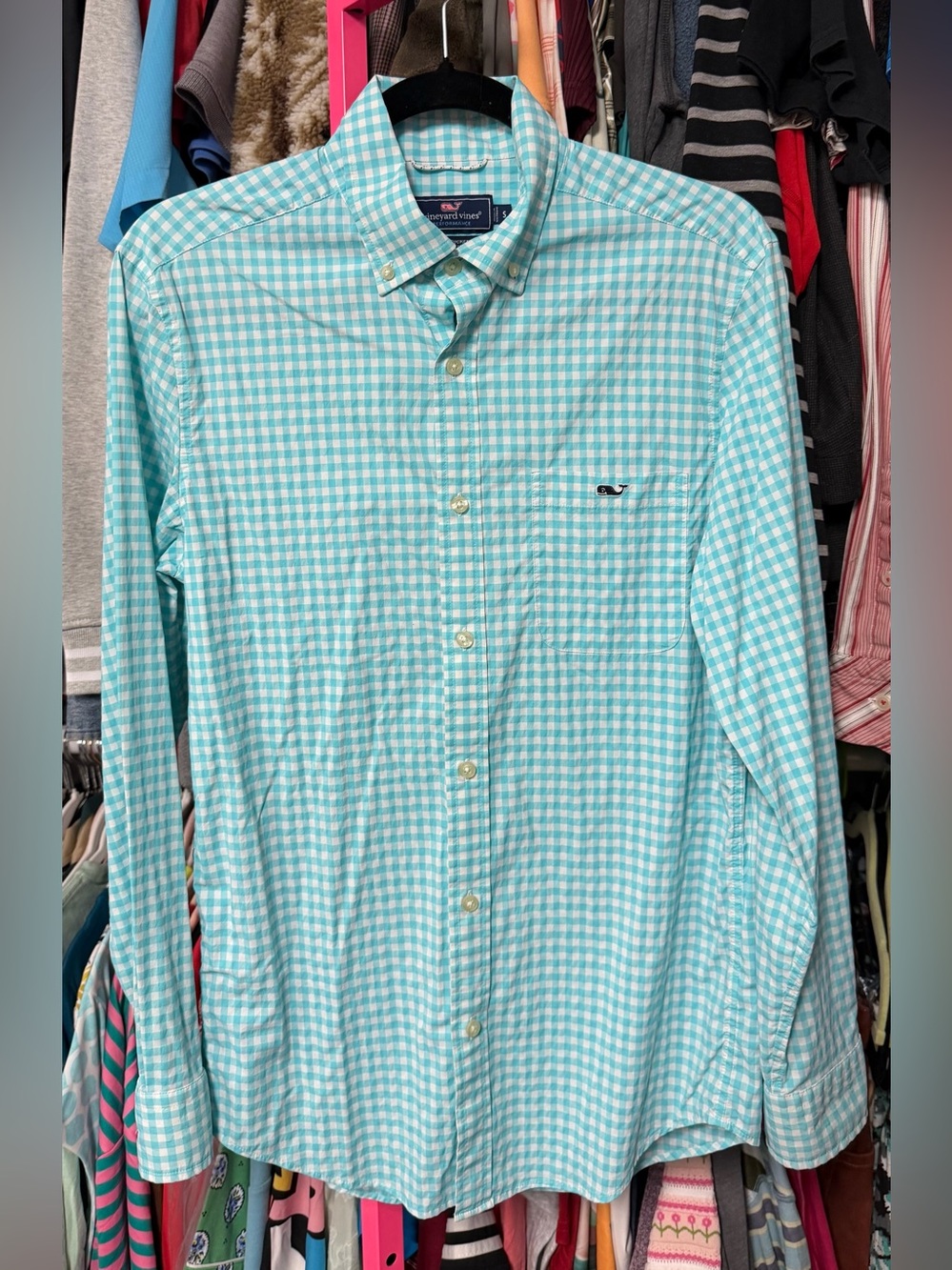 Vineyard Vines Classic Tucker women’s size Small button front shirt Blue Check